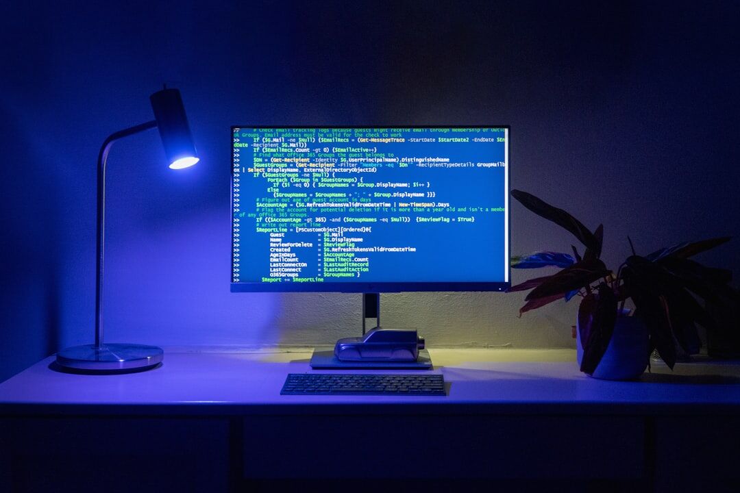 Code appears on a computer screen.